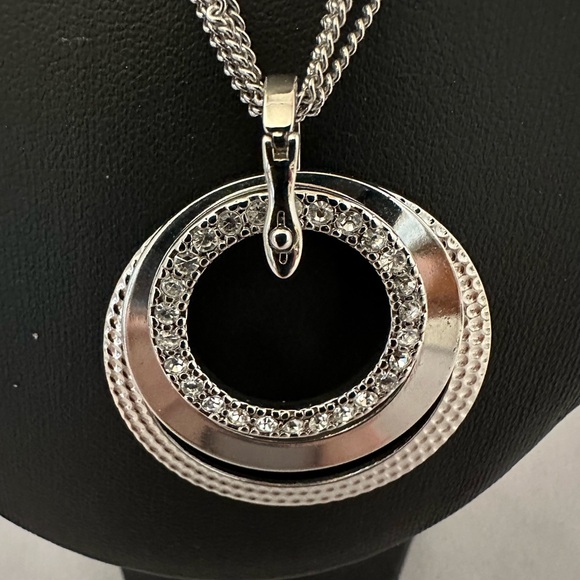 Premier Designs silver tone necklace convertible necklace with rings - Picture 2 of 6